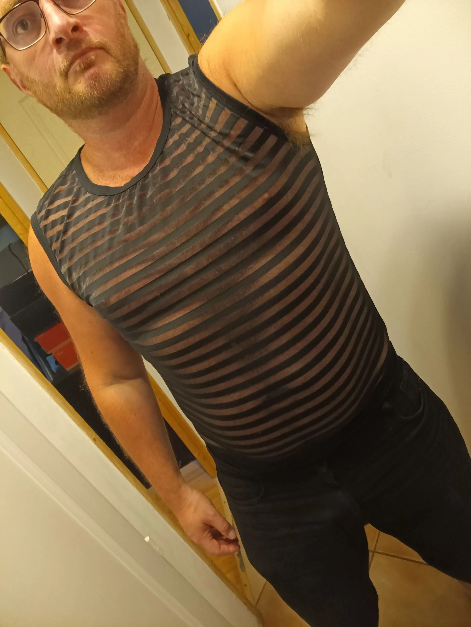 Débardeur semi transparent noir homme 